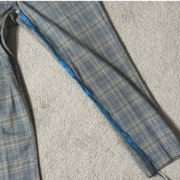 Zara Tartan Plaid Pants Trousers Ankle Length Black Pockets Straight Leg Size M - Picture 14 of 16
